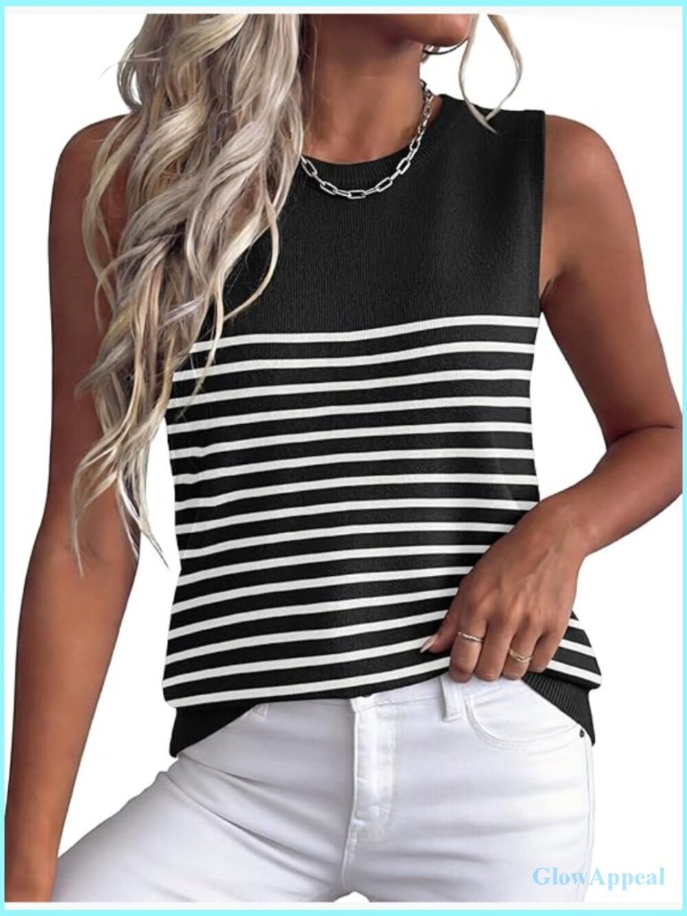 Ribbed Knit Sweater Vest Crewneck Sleeveless Tank Top Business Casual Work